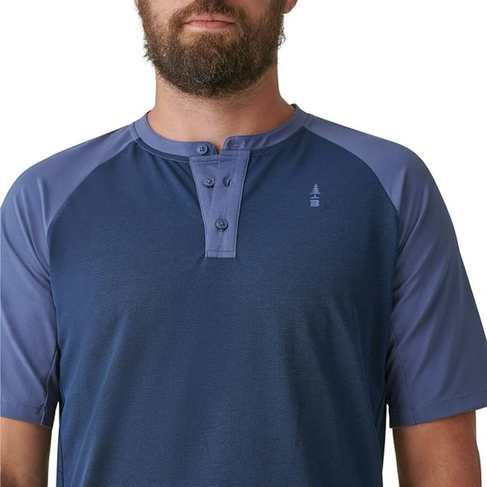 NWT 2XL BASS OUTDOOR Scout Performance Henley Colorblocked Logo Shirt